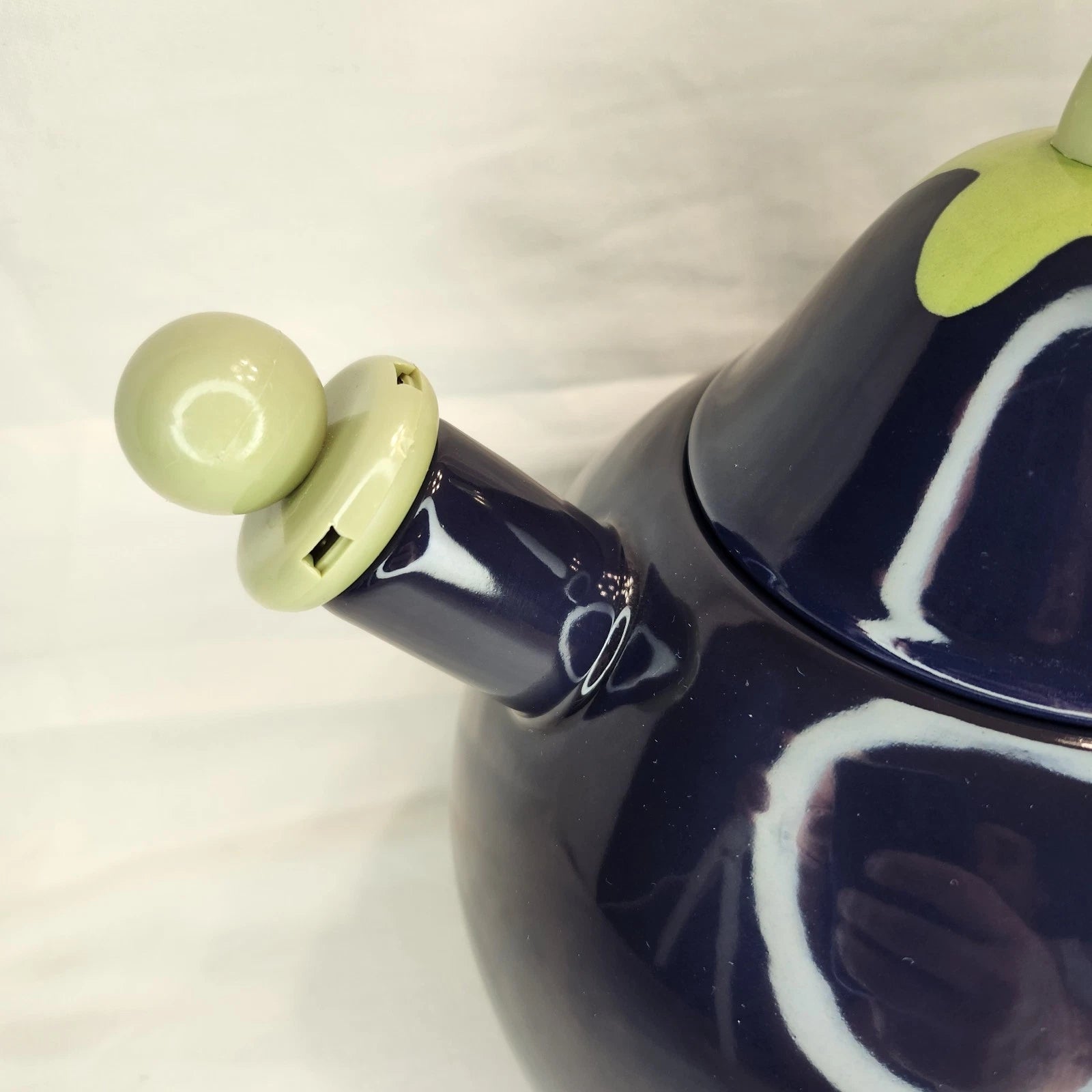 VTG Copco Eggplant Enamel Tea Kettle Teapot Blue Green~Lid & Spout~ PRETTY!!