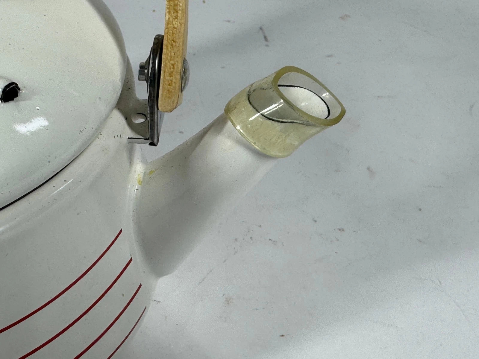 Vintage Enamelware Enamel Metal Wood Handle Retro Coffee Tea Kettle Pot