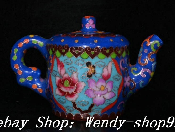 DaMing Chenghua Cloisonne Enamel Porcelain Filigree Flower Teapot Cup Plate Set