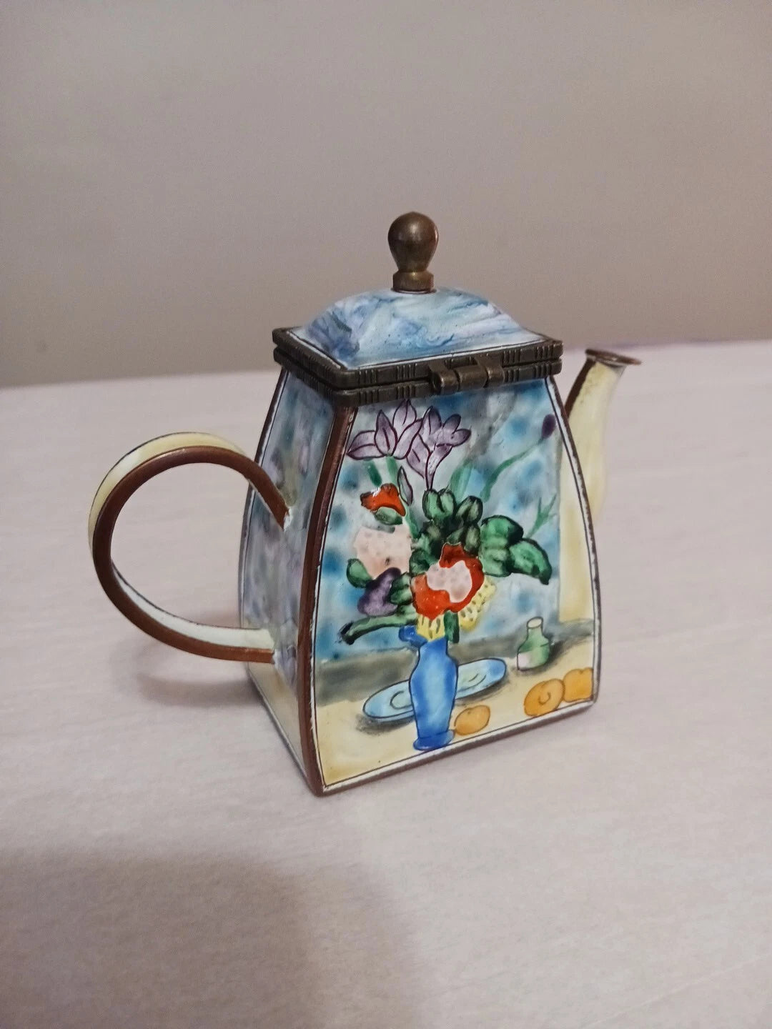 Kelvin Chen Handpainted Miniature Enamel Tea Pot P. Cezanne "The Blue Vase" #378