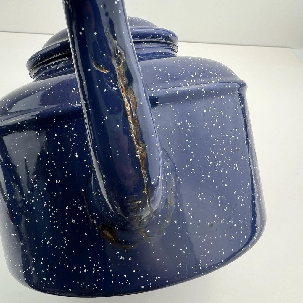 Vintage Blue Enamel Enamelware Teapot Kettle Lid