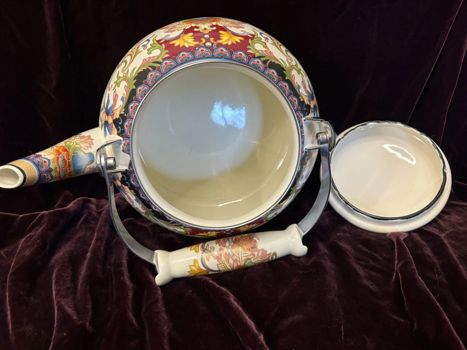 Vintage Floral Enamel Tea Kettle -   2.5L Stovetop