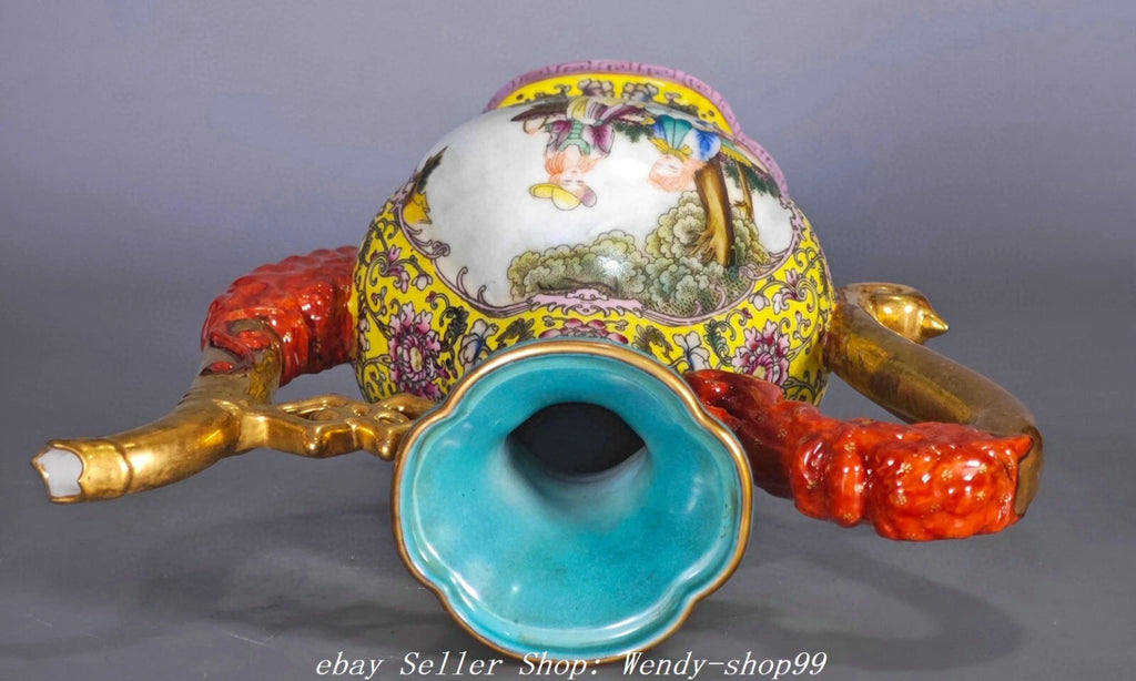 YongZheng Colour Enamel Porcelain Gilt Dragon Beast Belle Wine Tea Pot Flagon