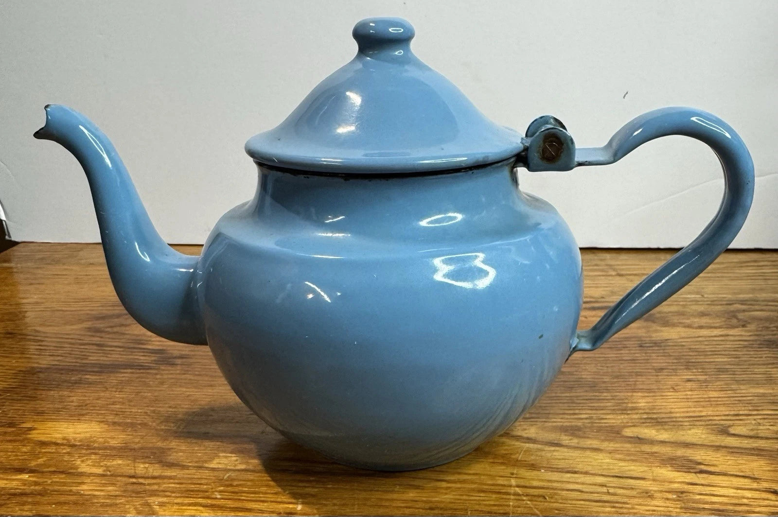 Vintage Blue Enamelware Teapot Kettle Made in Yugoslavia 12