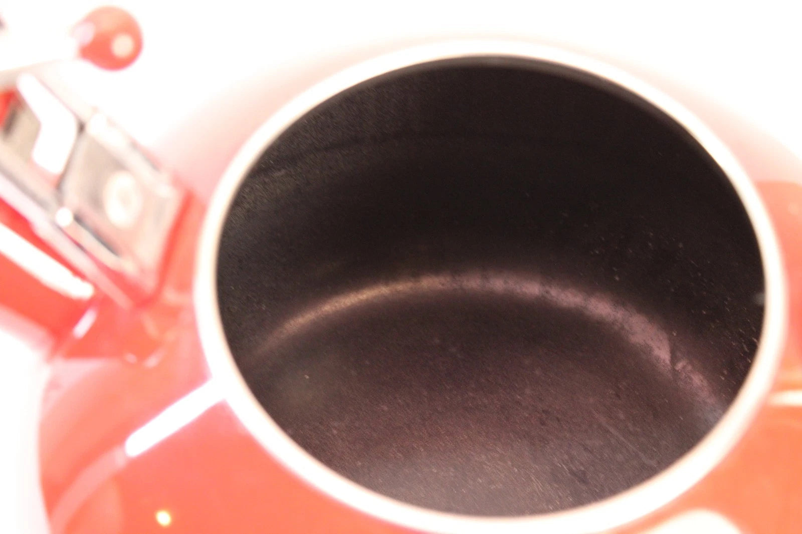 Vtg Copco Red Whistling Teapot Wire Handles 2.5 Qt.
