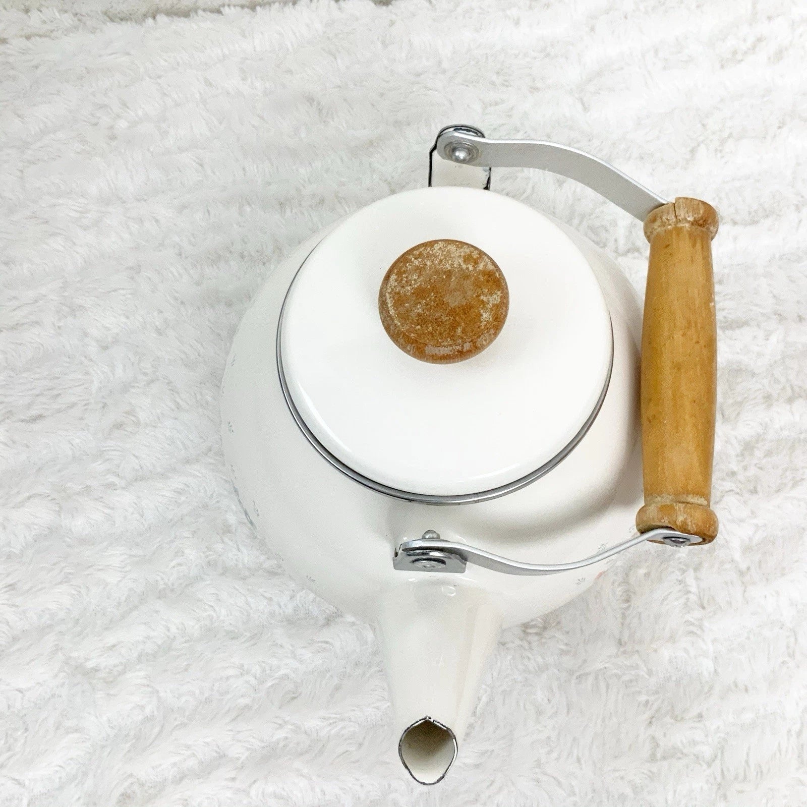 Vintage Lincoware Corelle Symphony Floral Enamel Metal Teapot Kettle Farmhouse
