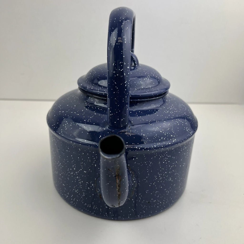 Vintage Blue Enamel Enamelware Teapot Kettle Lid