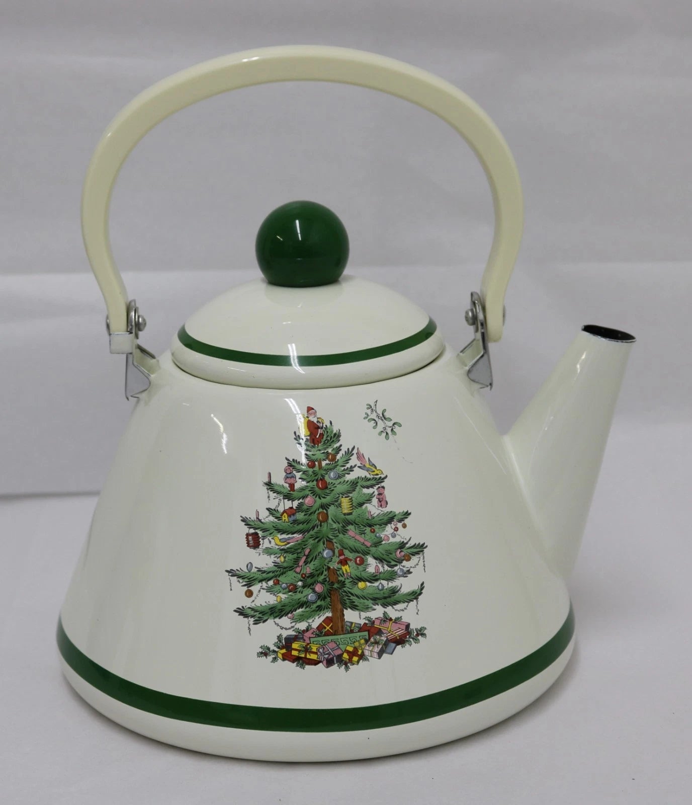 Spode Christmas Tree 2.2 Quart Whistling Tea Kettle - Porcelain Enamel on Steel