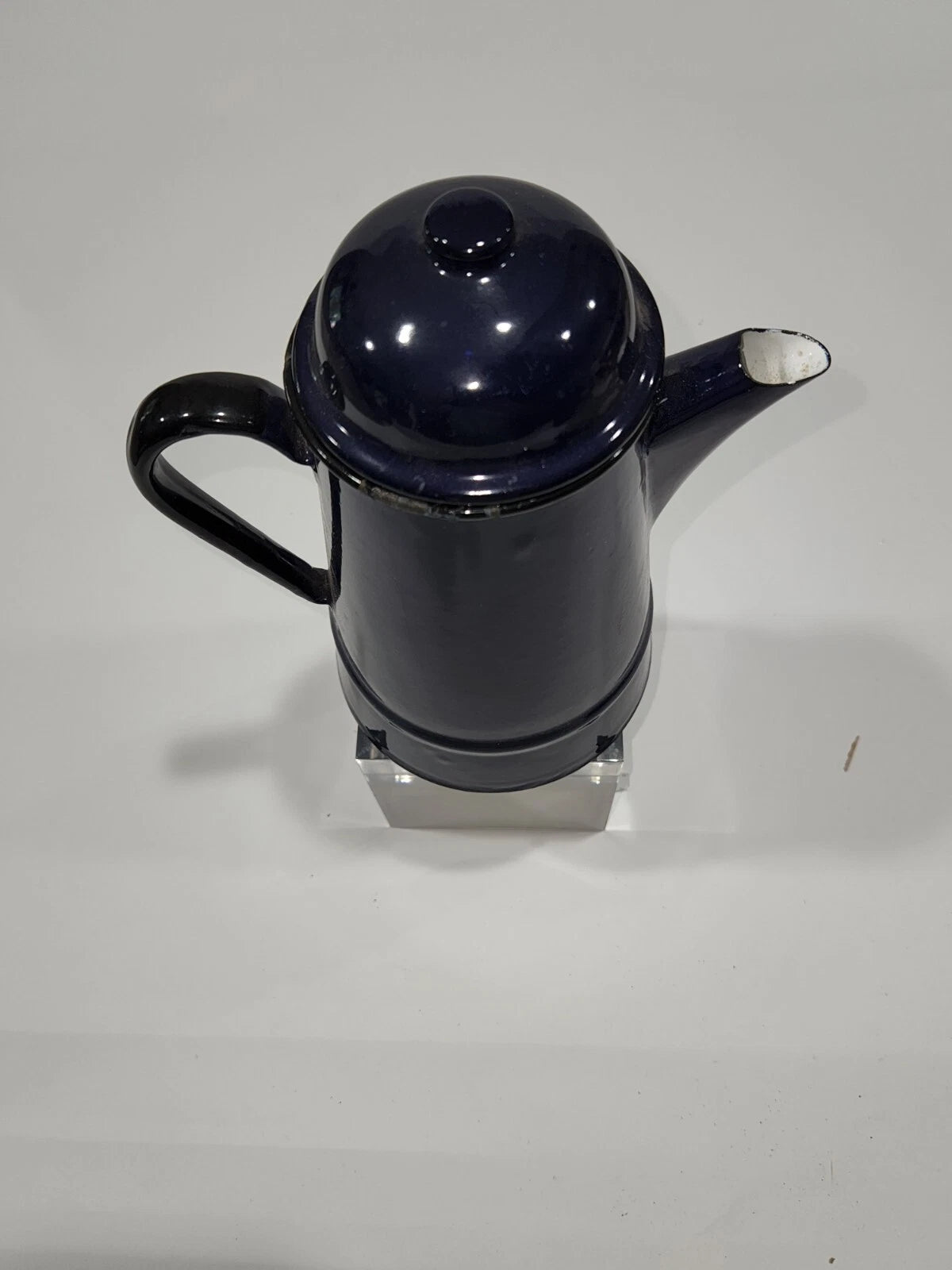 Vintage  Cobalt Blue Enamelware Teapot/Pitcher  Goose neck spout  Poland RARE