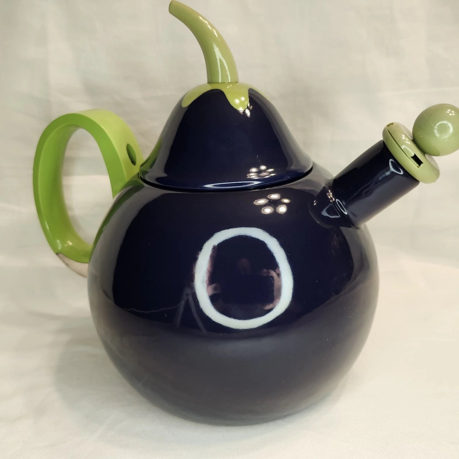 VTG Copco Eggplant Enamel Tea Kettle Teapot Blue Green~Lid & Spout~ PRETTY!!