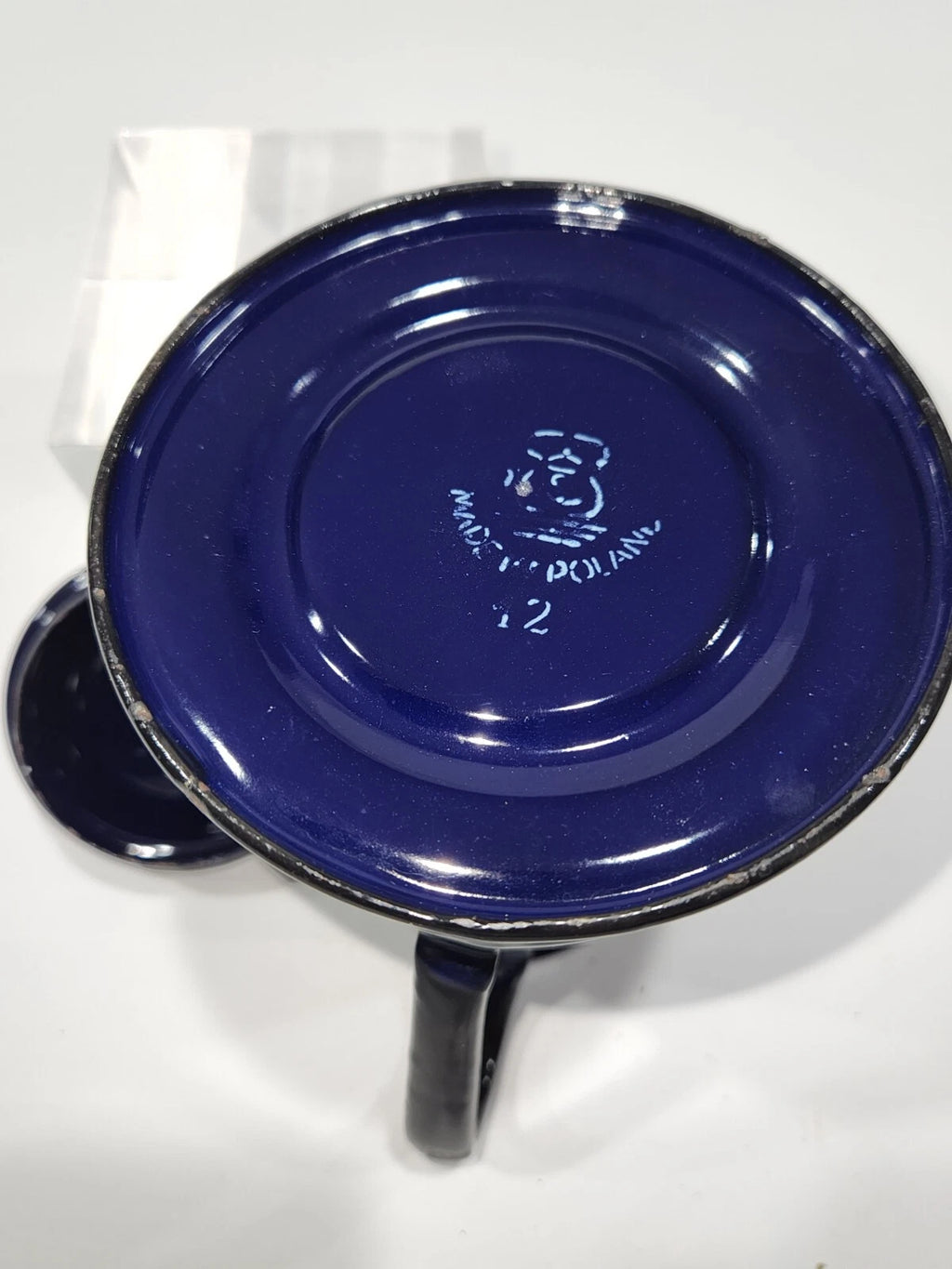 Vintage  Cobalt Blue Enamelware Teapot/Pitcher  Goose neck spout  Poland RARE
