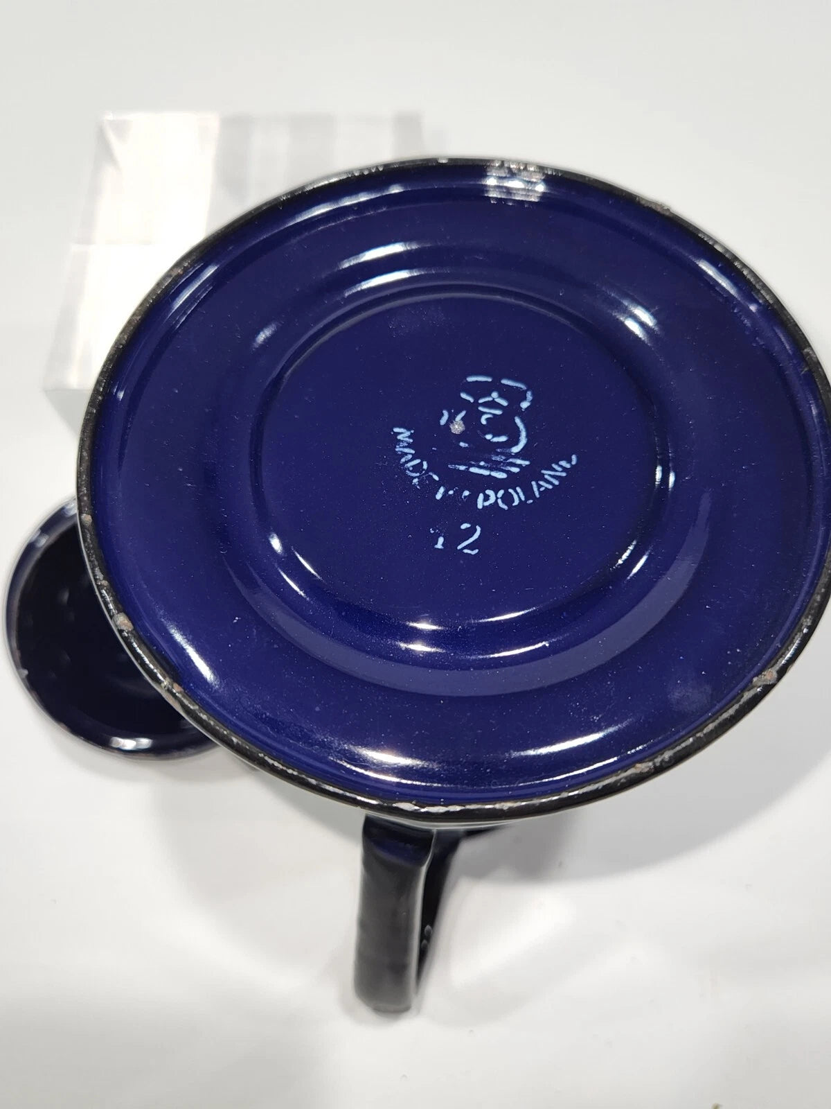 Vintage  Cobalt Blue Enamelware Teapot/Pitcher  Goose neck spout  Poland RARE