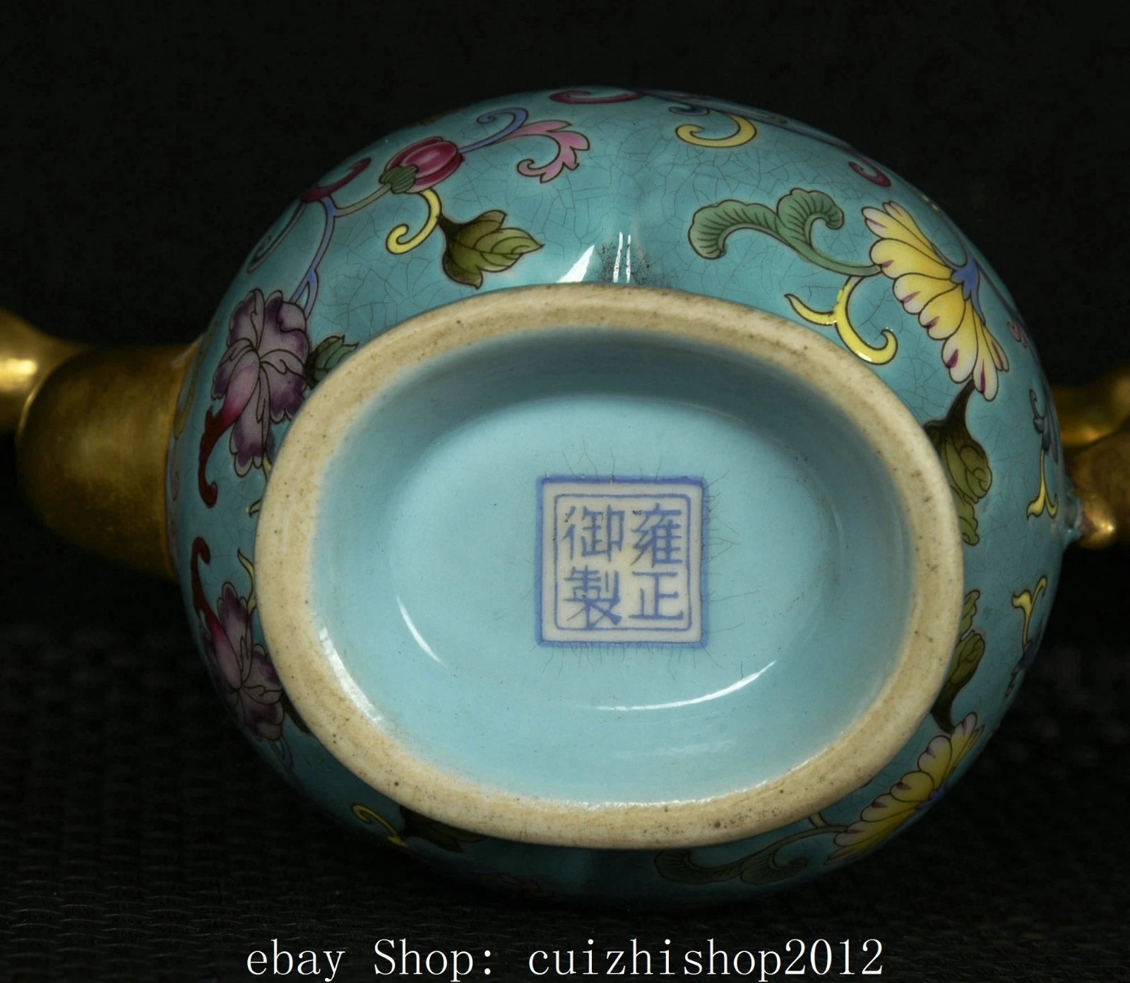 6" Old Dynasty Colour Enamel Porcelain Gilt Flower Phoenix Bird Teapot Tea Pot