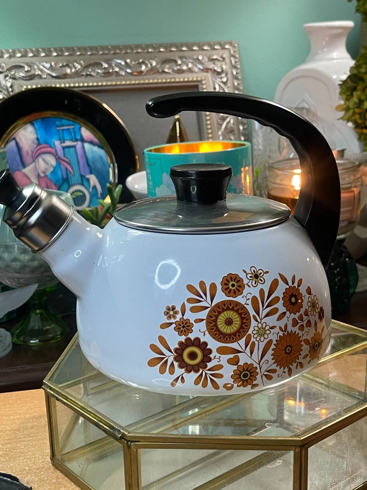 Vintage 1970s Sanko Ware Enamel Tea Kettle, Japan