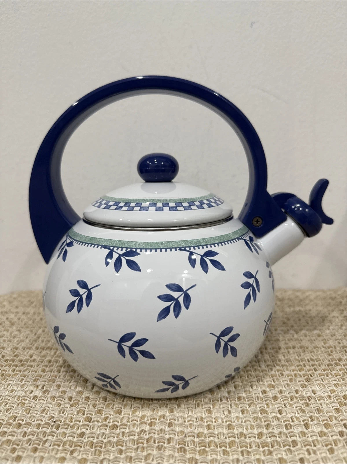 Villeroy & Boch Switch 3 Whistling Tea Kettle Enamel Metal Vintage Blue EUC!!!