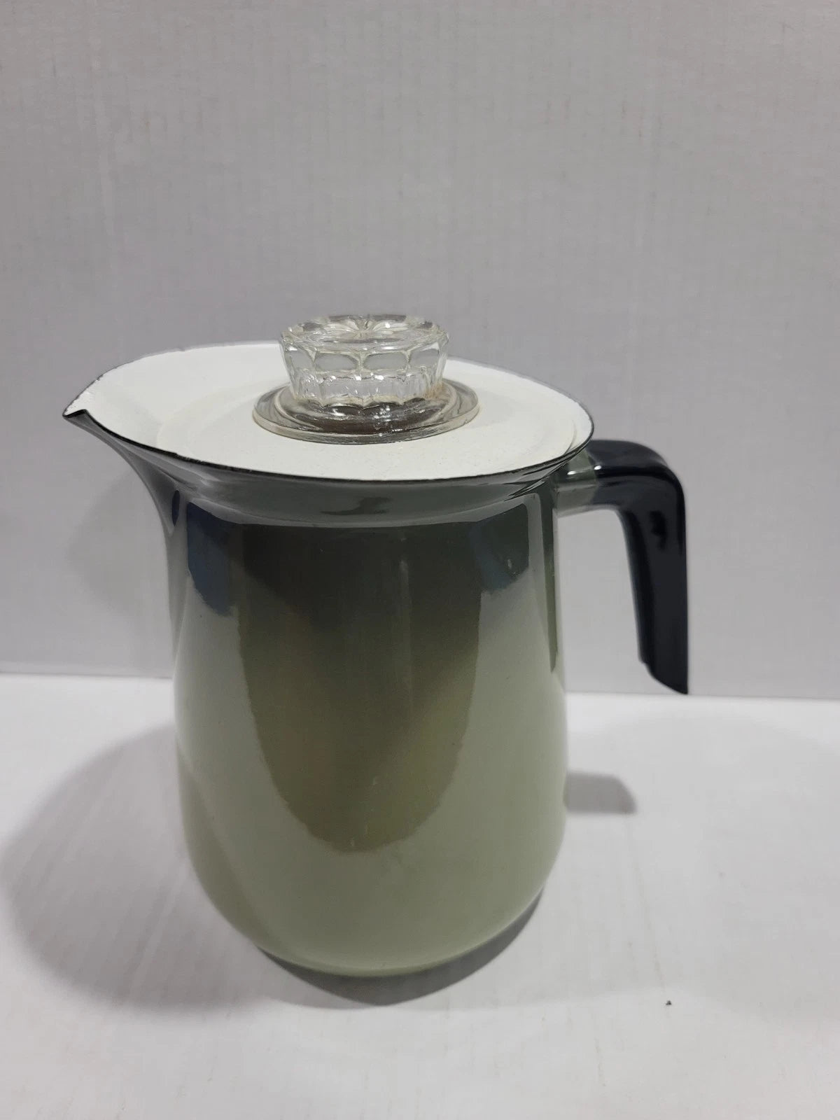 Vintage Enamelware Avocado Green Teapot( Read Description )