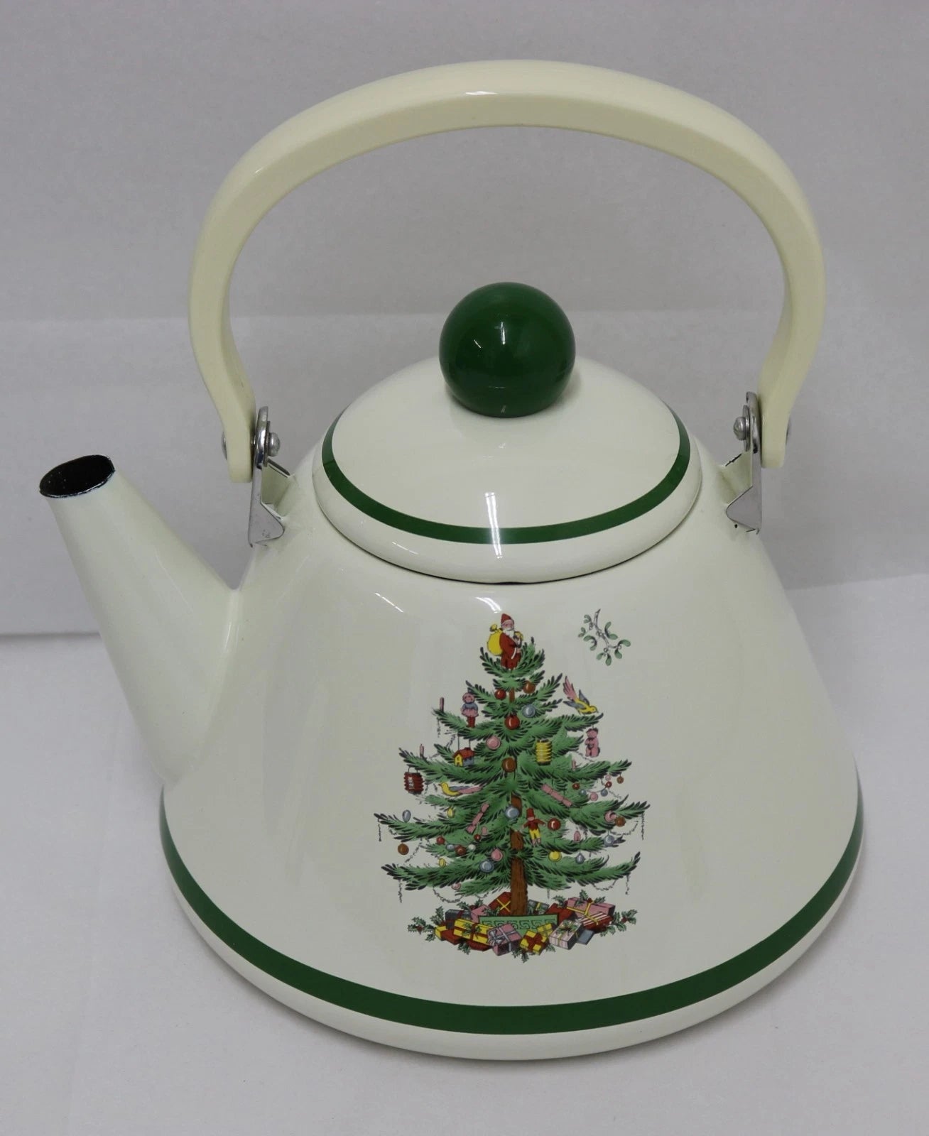 Spode Christmas Tree 2.2 Quart Whistling Tea Kettle - Porcelain Enamel on Steel