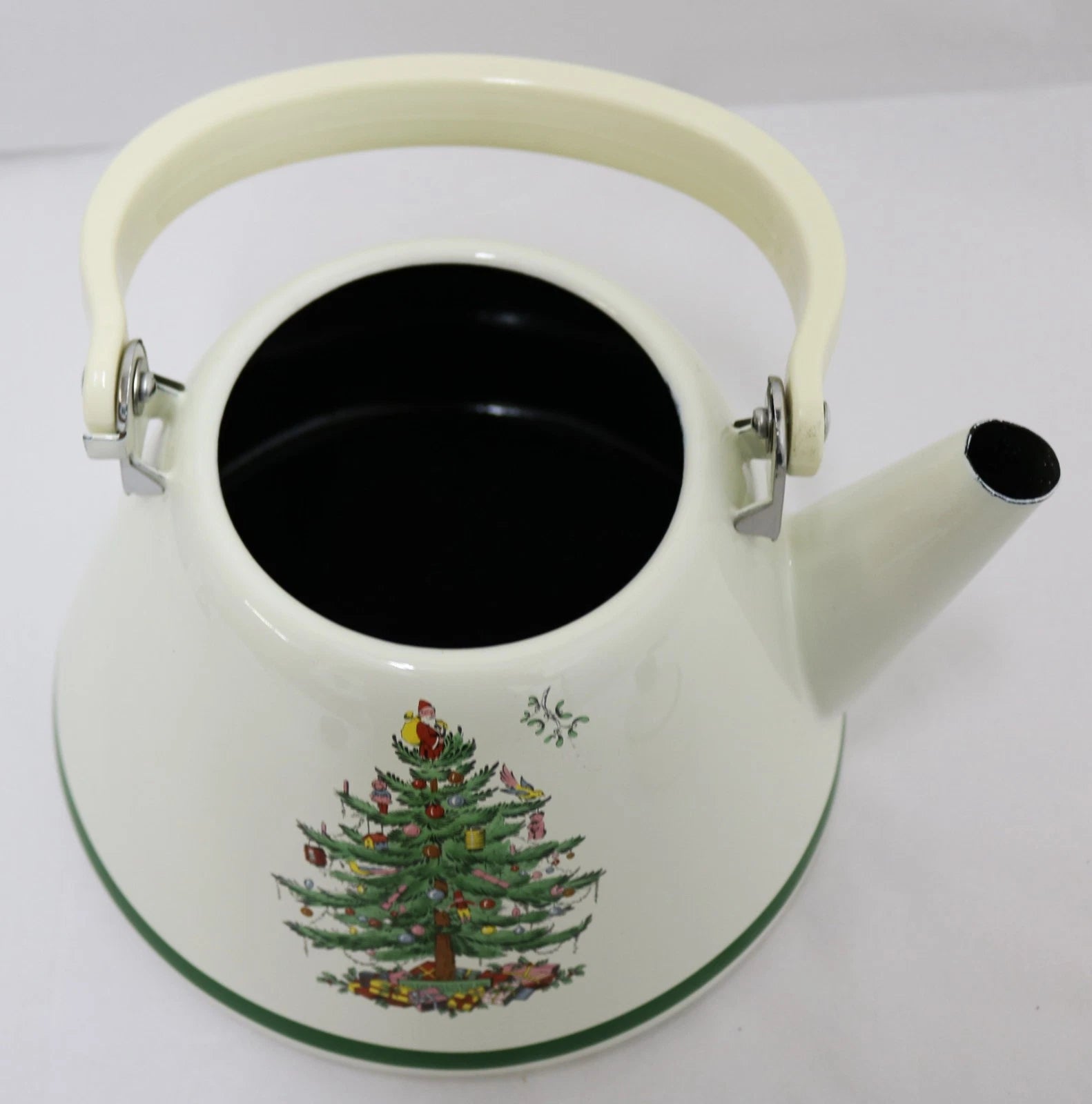 Spode Christmas Tree 2.2 Quart Whistling Tea Kettle - Porcelain Enamel on Steel