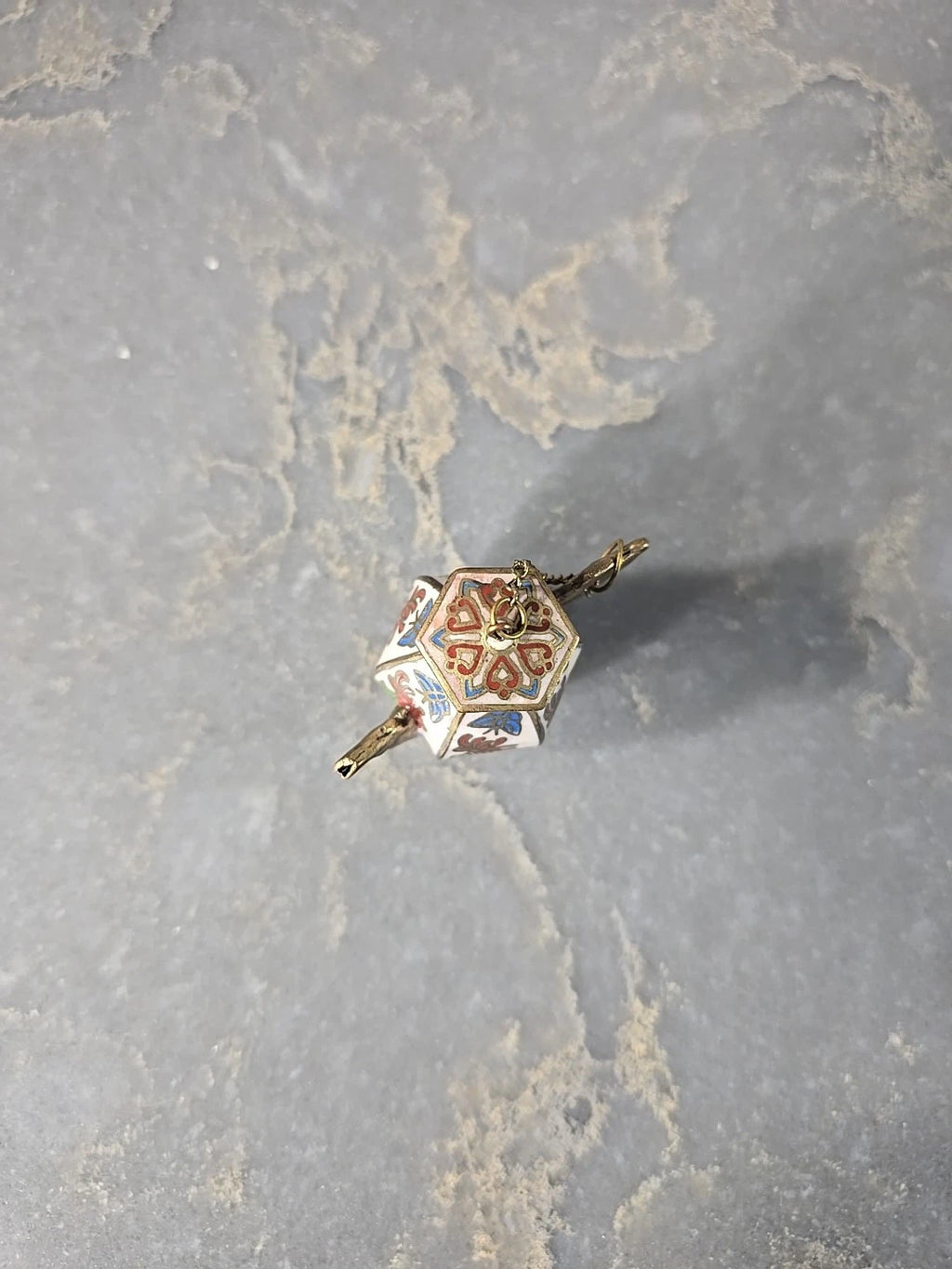 Vintage Cloisonné Brass & Enamel Miniature Lidded Tea Pot