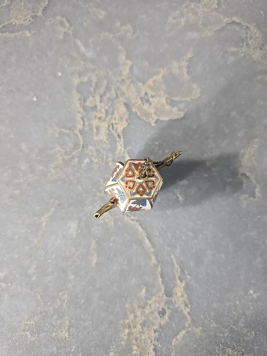 Vintage Cloisonné Brass & Enamel Miniature Lidded Tea Pot