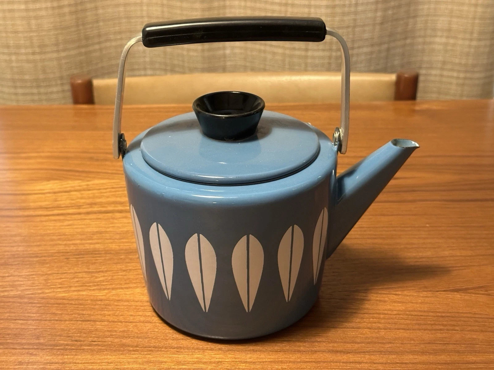 Mid-century Vintage Baby Blue Enamel Lotus Catherine Holm Tea Kettle Pot