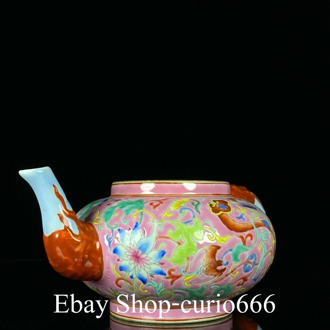 Yongzheng Marked Colour Enamel Porcelain Flower Ruyi Pattern Wine Kettle Tea Pot