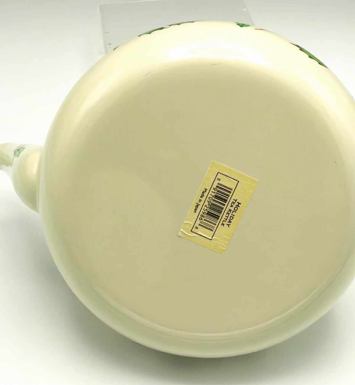 Lenox Holiday Tea Kettle Holly Berry Metal Enamel Gold Trim Teapot with Lid