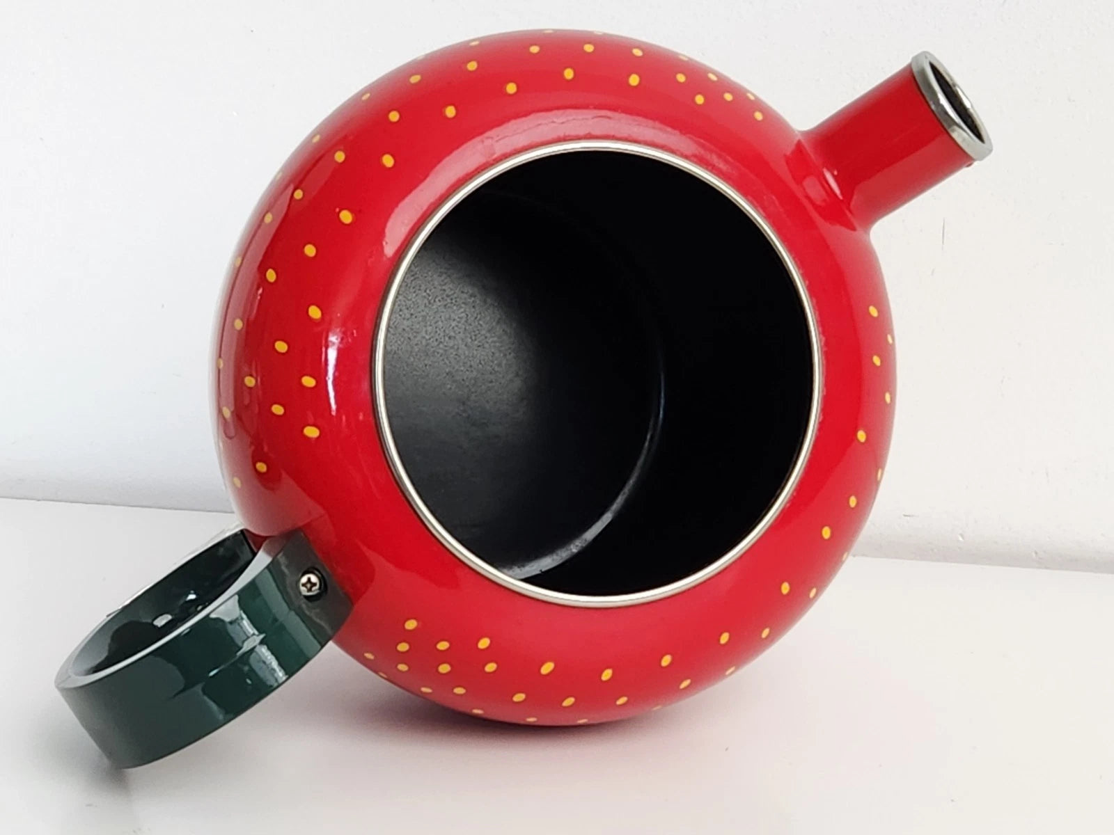 Copco Strawberry Tea Kettle Enamel Whistling Complete 2.5Qt Vtg 90s Cottage Core