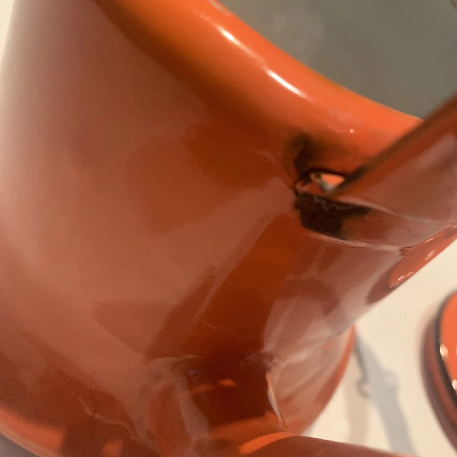Vintage Orange Baked Enamel Ware Tea Pot Kettle by OTO Japan MOD KITCHEN