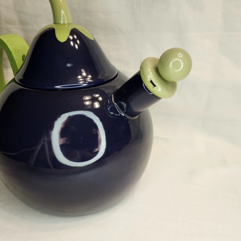 VTG Copco Eggplant Enamel Tea Kettle Teapot Blue Green~Lid & Spout~ PRETTY!!