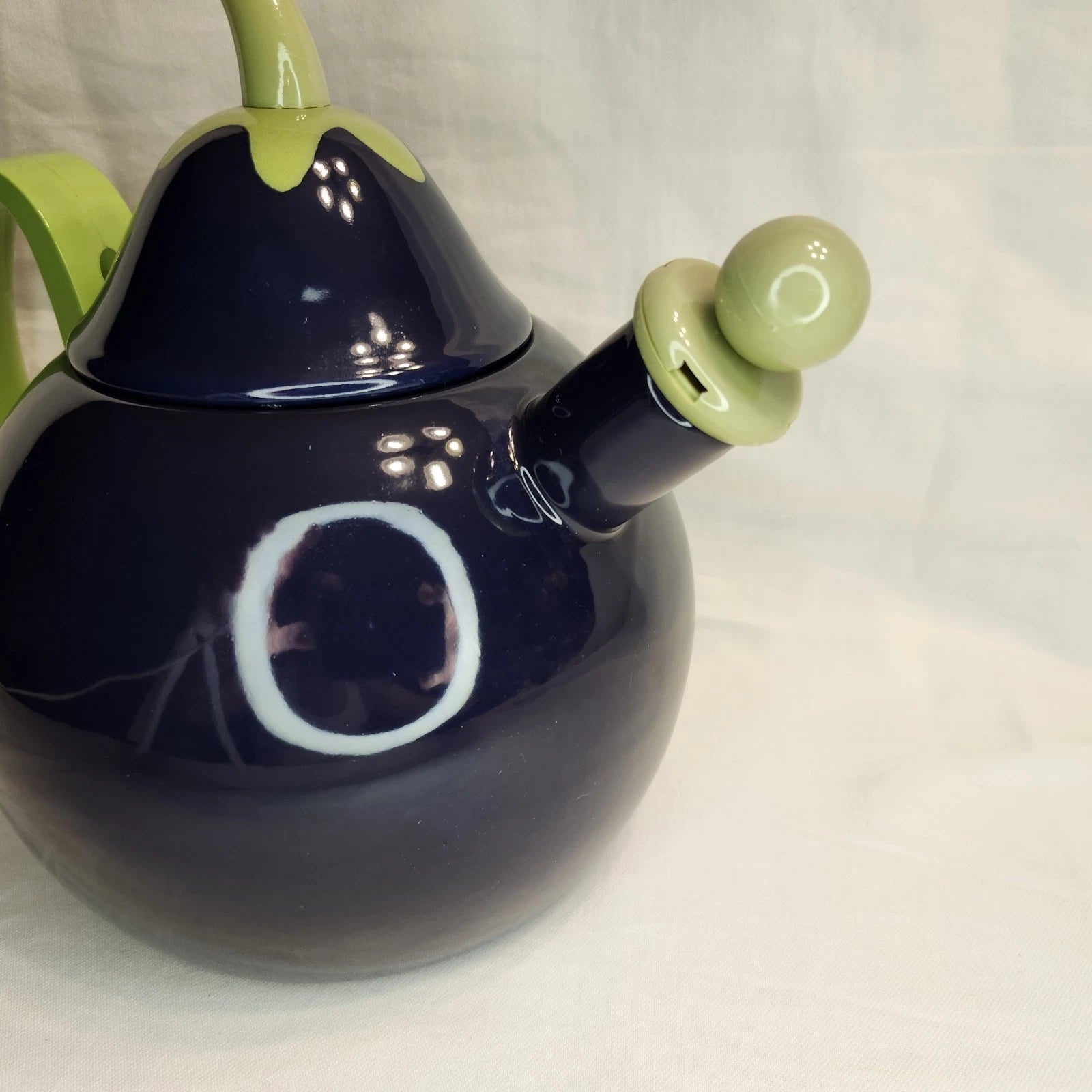 VTG Copco Eggplant Enamel Tea Kettle Teapot Blue Green~Lid & Spout~ PRETTY!!