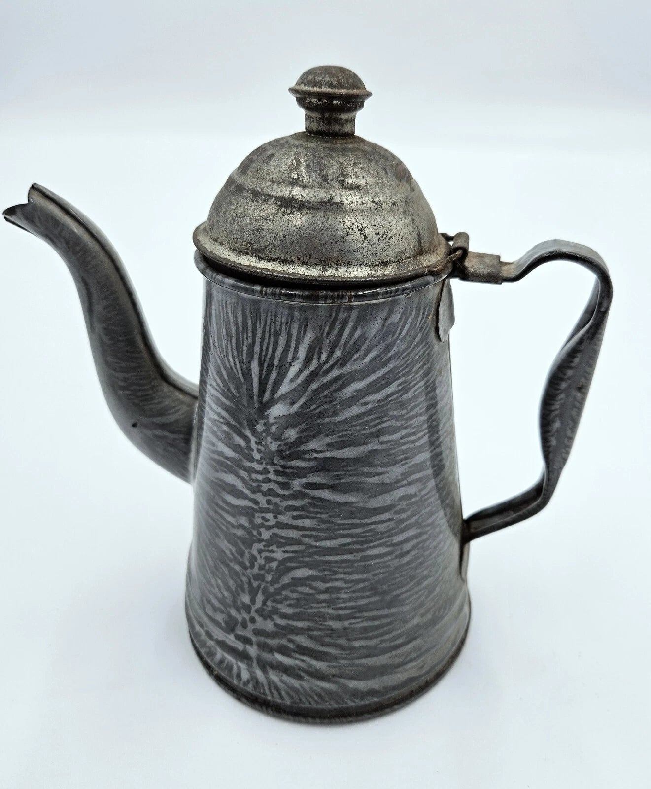 Antique Vintage Enamelware Coffee Tea Pot Primative Decor