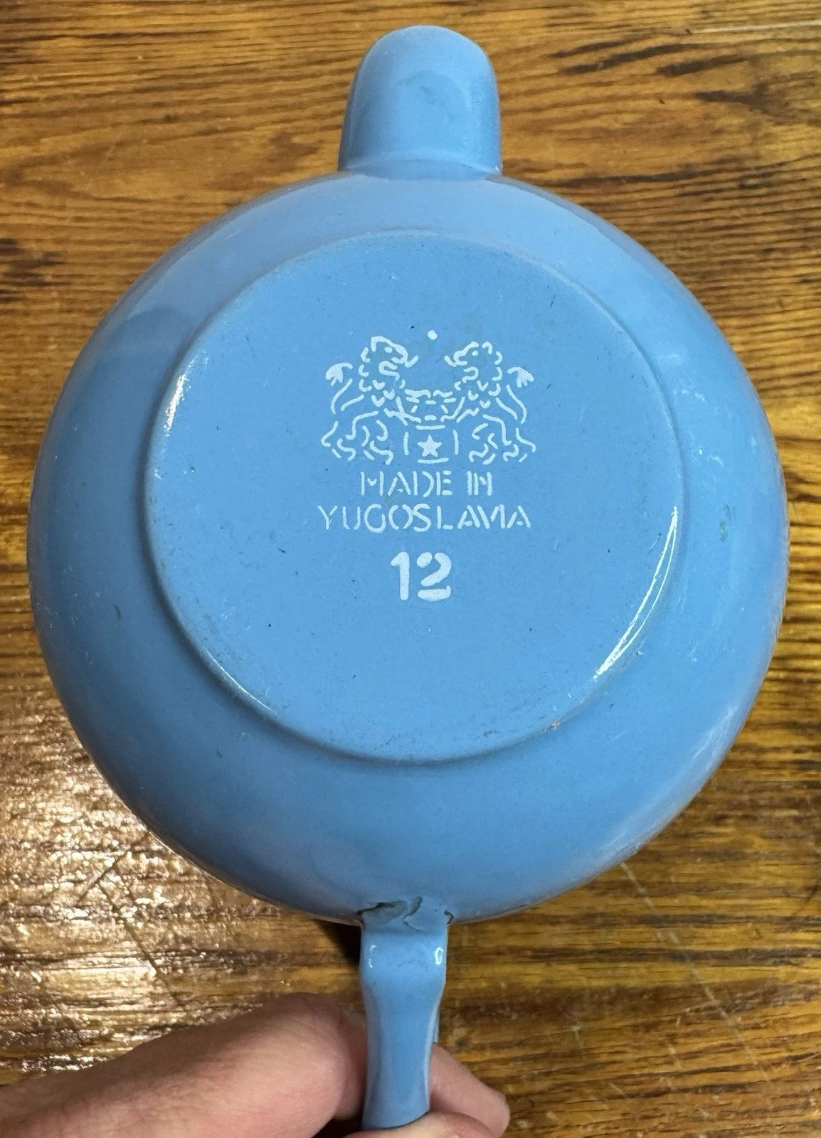 Vintage Blue Enamelware Teapot Kettle Made in Yugoslavia 12