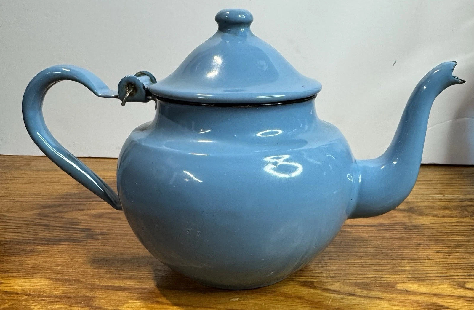 Vintage Blue Enamelware Teapot Kettle Made in Yugoslavia 12