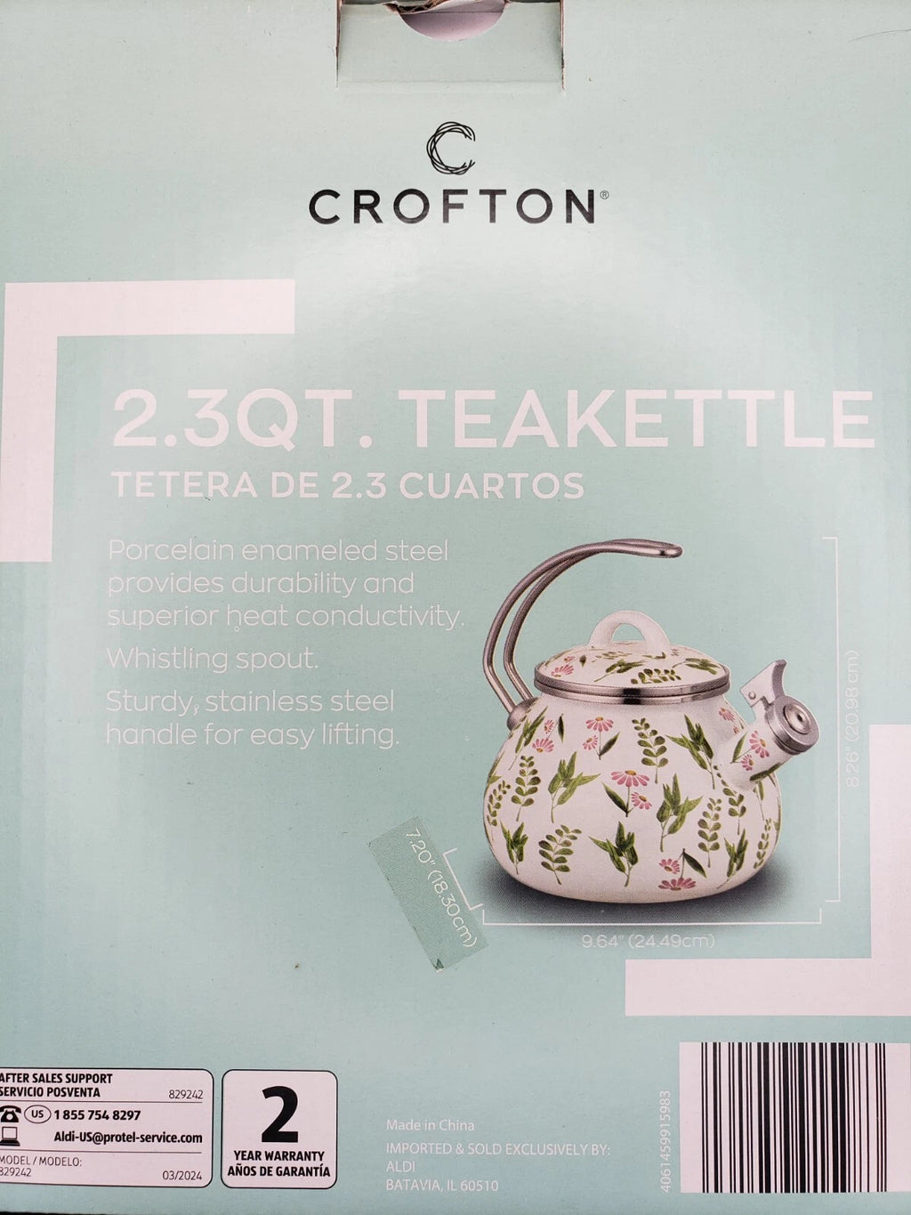 🌻Croften 2.3 QT Enamel on Steel Tea Kettle New In Box - Floral