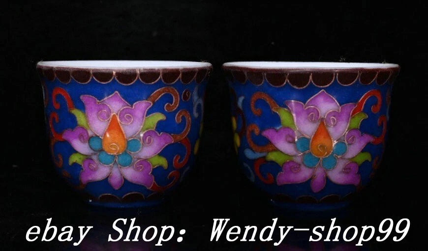 DaMing Chenghua Cloisonne Enamel Porcelain Filigree Flower Teapot Cup Plate Set