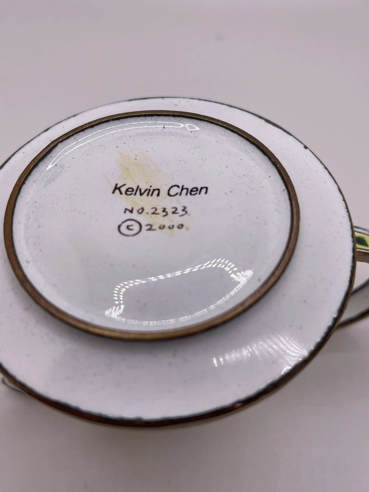 Kelvin Chen Miniature Enamel Teapot Farmhouse #2323 No Lid 2.5x2.5