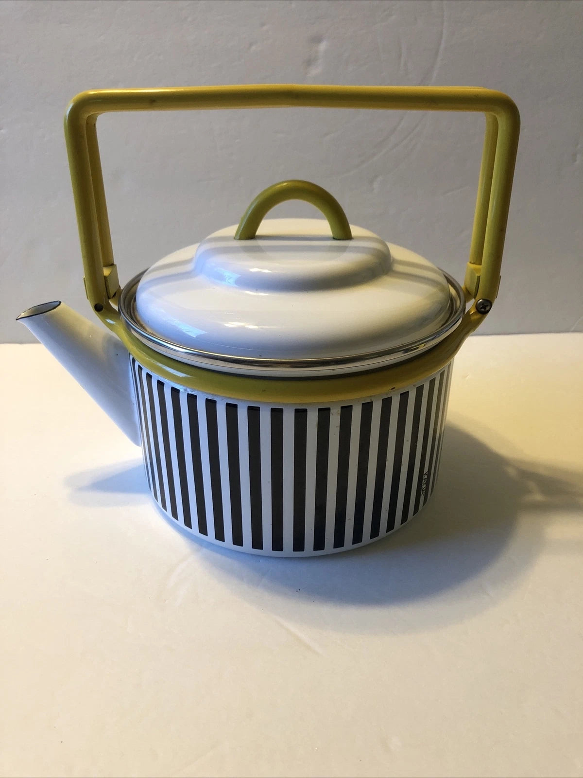 Gailstyn-Sutton Katja House Enamel Teapot Kettle 1984 Abstract Bar Code Design