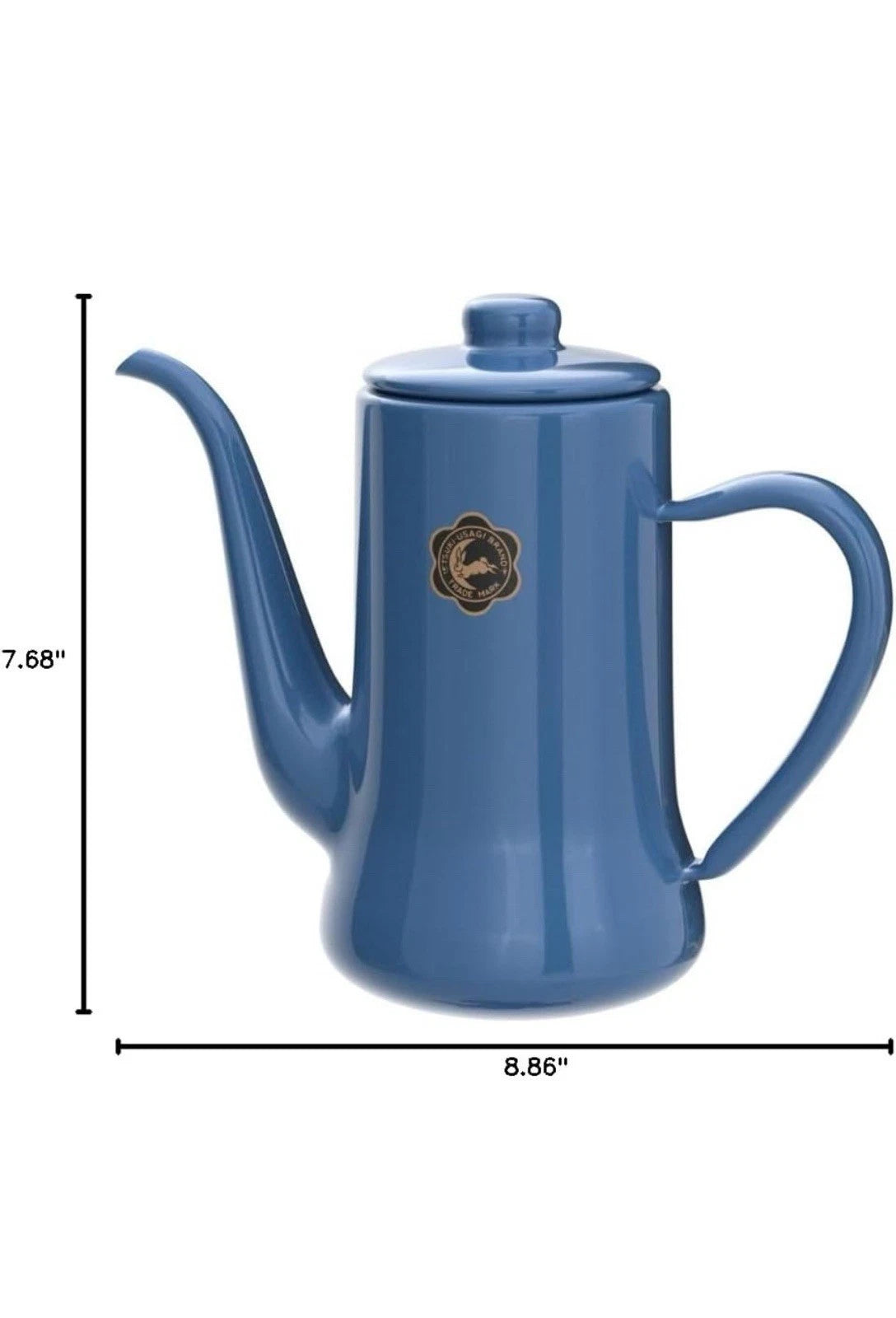 Tsuki Usagi Jirushi Slim Pot Kettle 1.2L Enamelware Blue Coffee Tea Japan