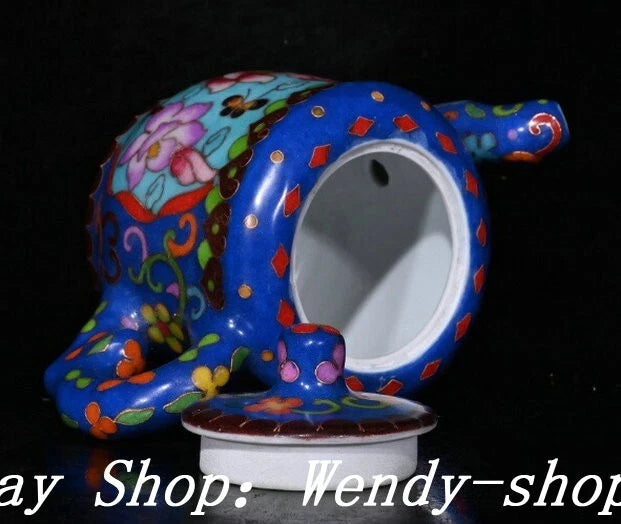DaMing Chenghua Cloisonne Enamel Porcelain Filigree Flower Teapot Cup Plate Set