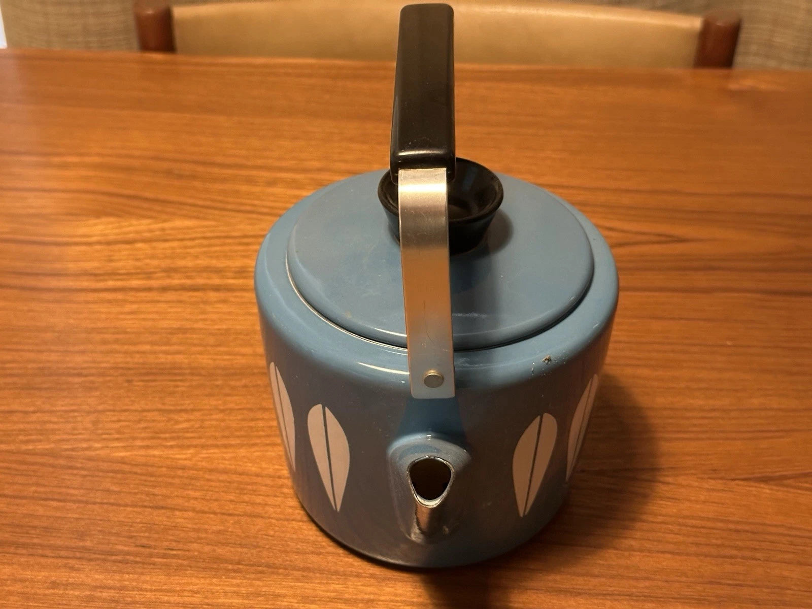 Mid-century Vintage Baby Blue Enamel Lotus Catherine Holm Tea Kettle Pot