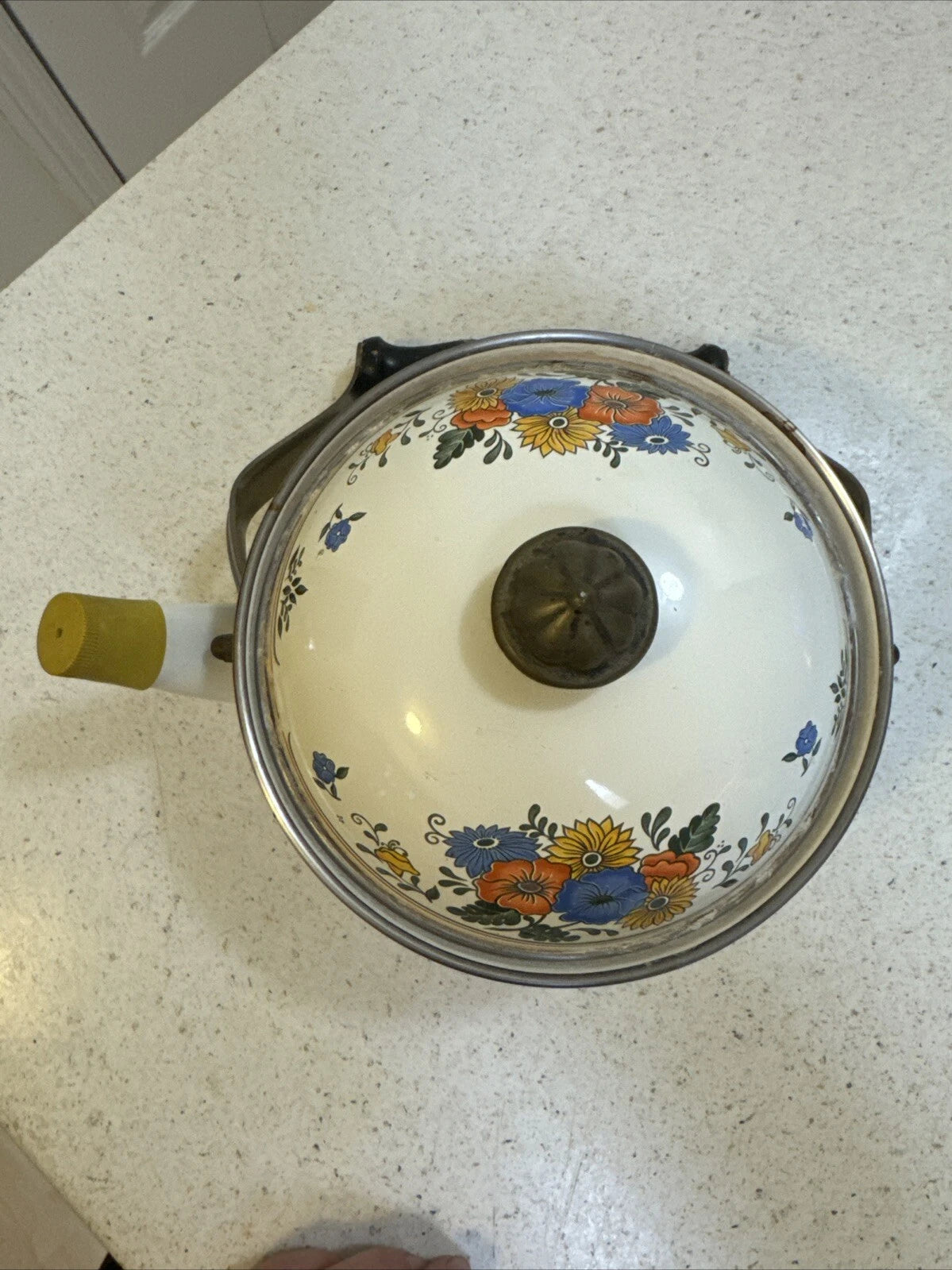 Gailstyn-Sutton Tea Pot Kettle Enamel Jardine Collection MCM Floral 1981 Japan