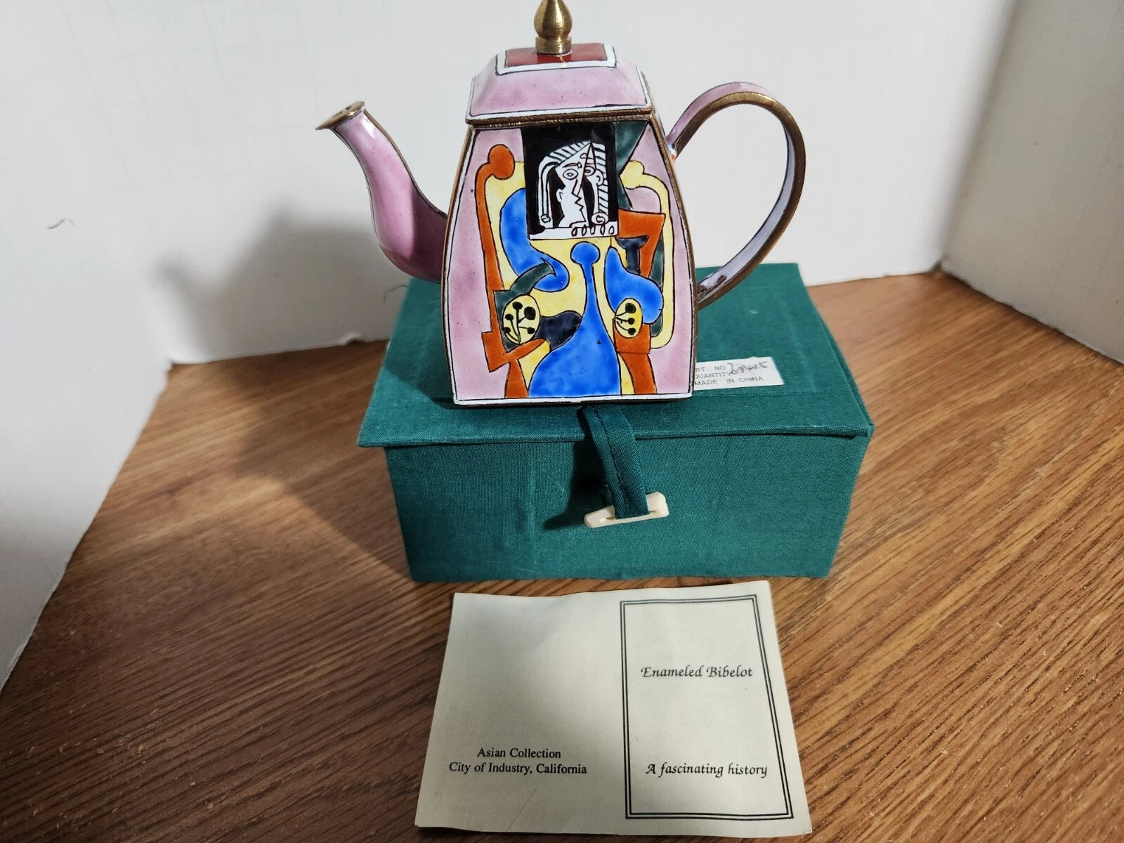Miniature Tea Pot. Picasso Written On Handle-Enameled Bibelot