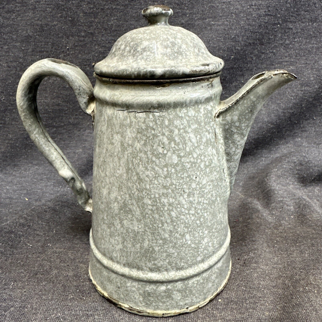 Early Small Gray Granite Ware Enamel Coffee Tea Pot 5"