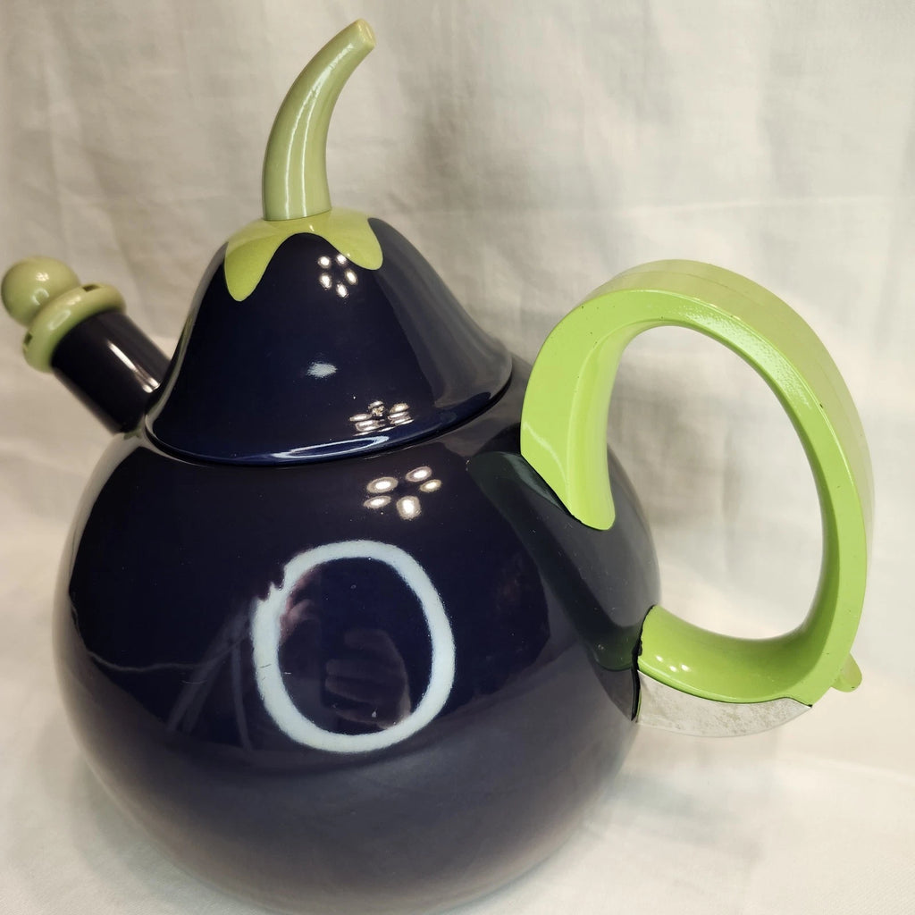 VTG Copco Eggplant Enamel Tea Kettle Teapot Blue Green~Lid & Spout~ PRETTY!!