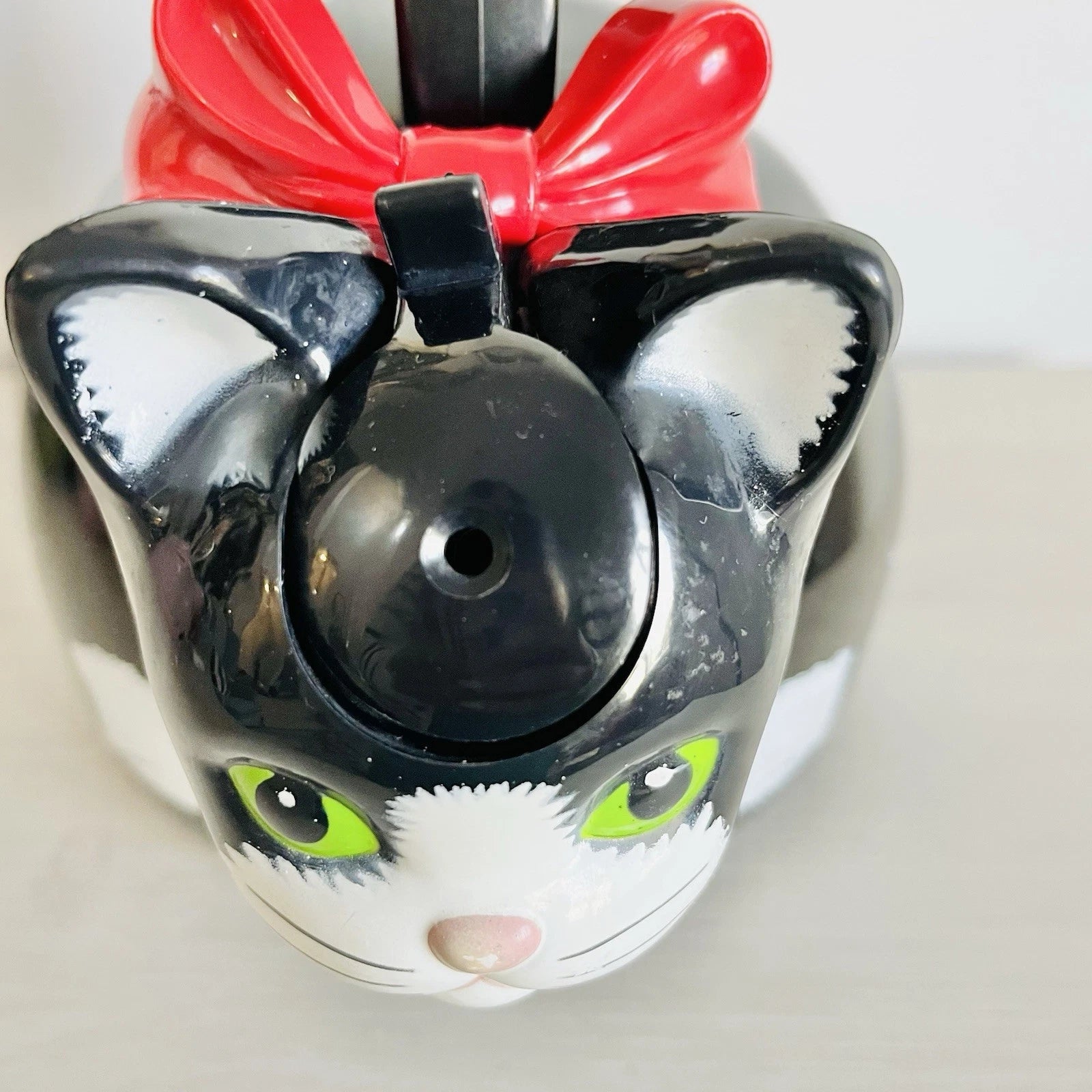 Vintage 1995 Ancona Kitty Cat Bow Tea Kettle Teapot Black And White