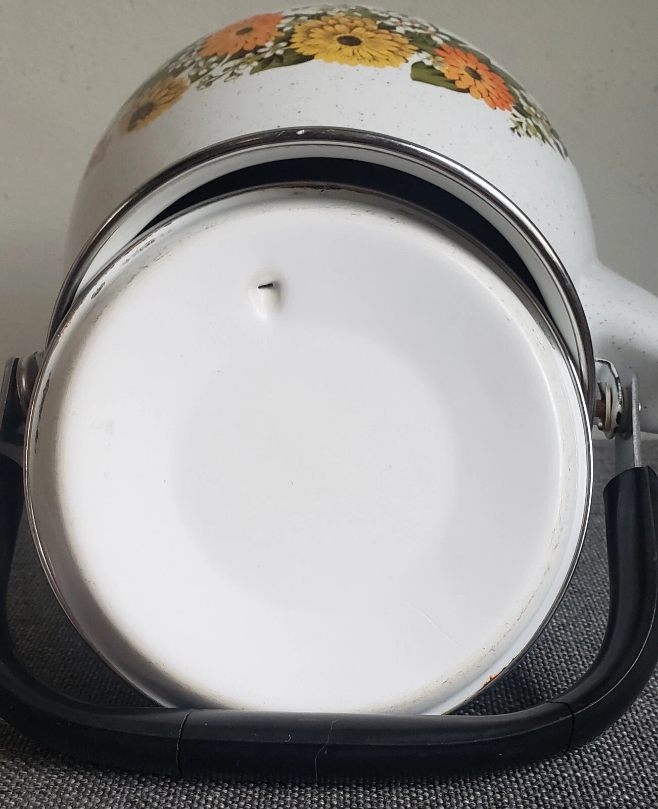 Tea Pot Vintage Old  Enamel Porcelain Tea Kettle