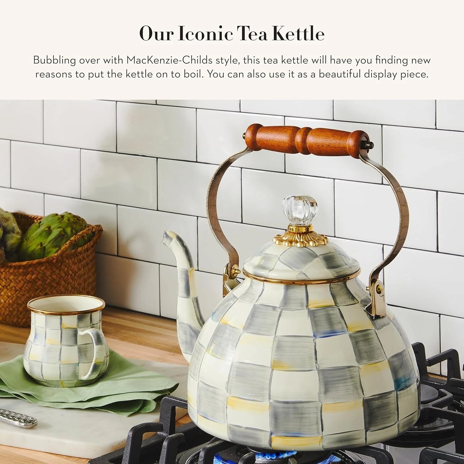 Mackenzie- Childs 3-Quart Enamel Tea Kettle