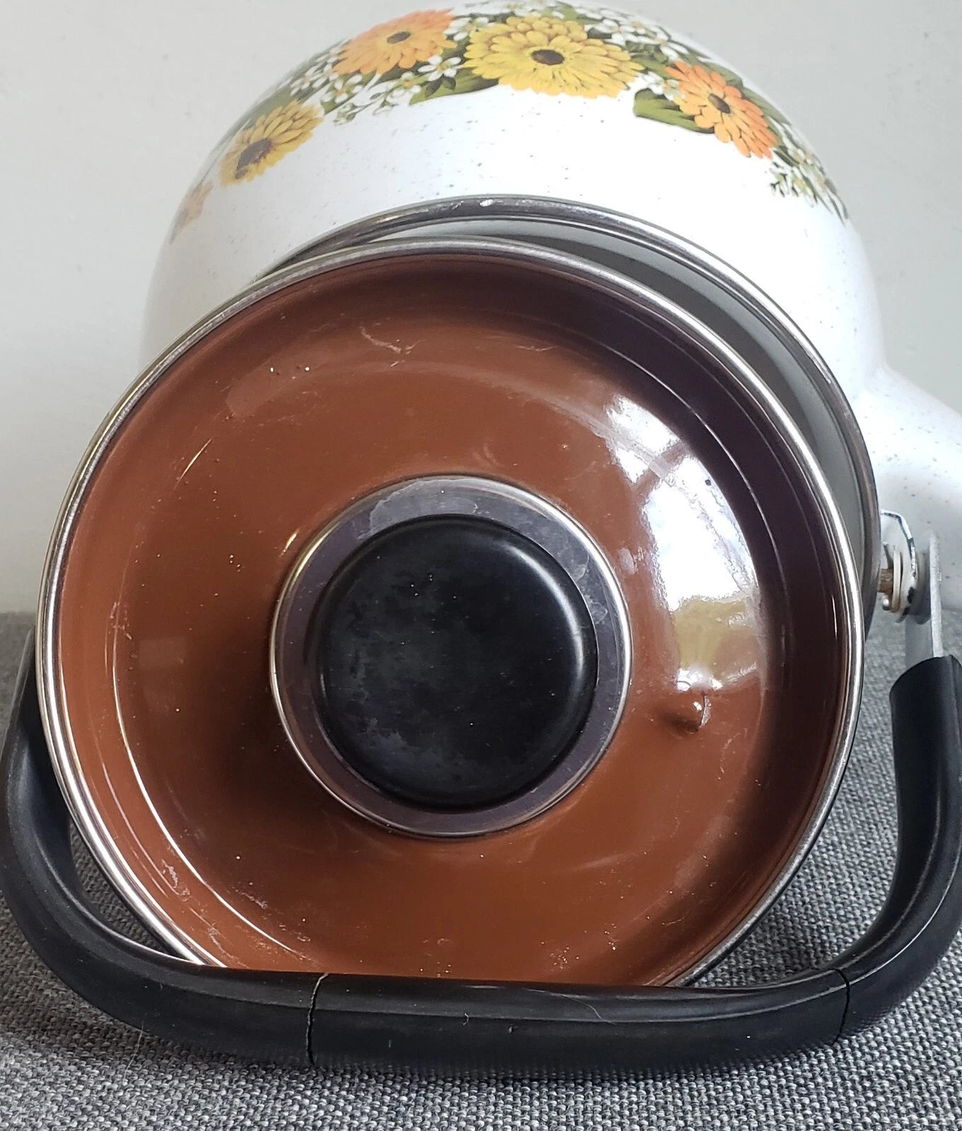 Tea Pot Vintage Old  Enamel Porcelain Tea Kettle
