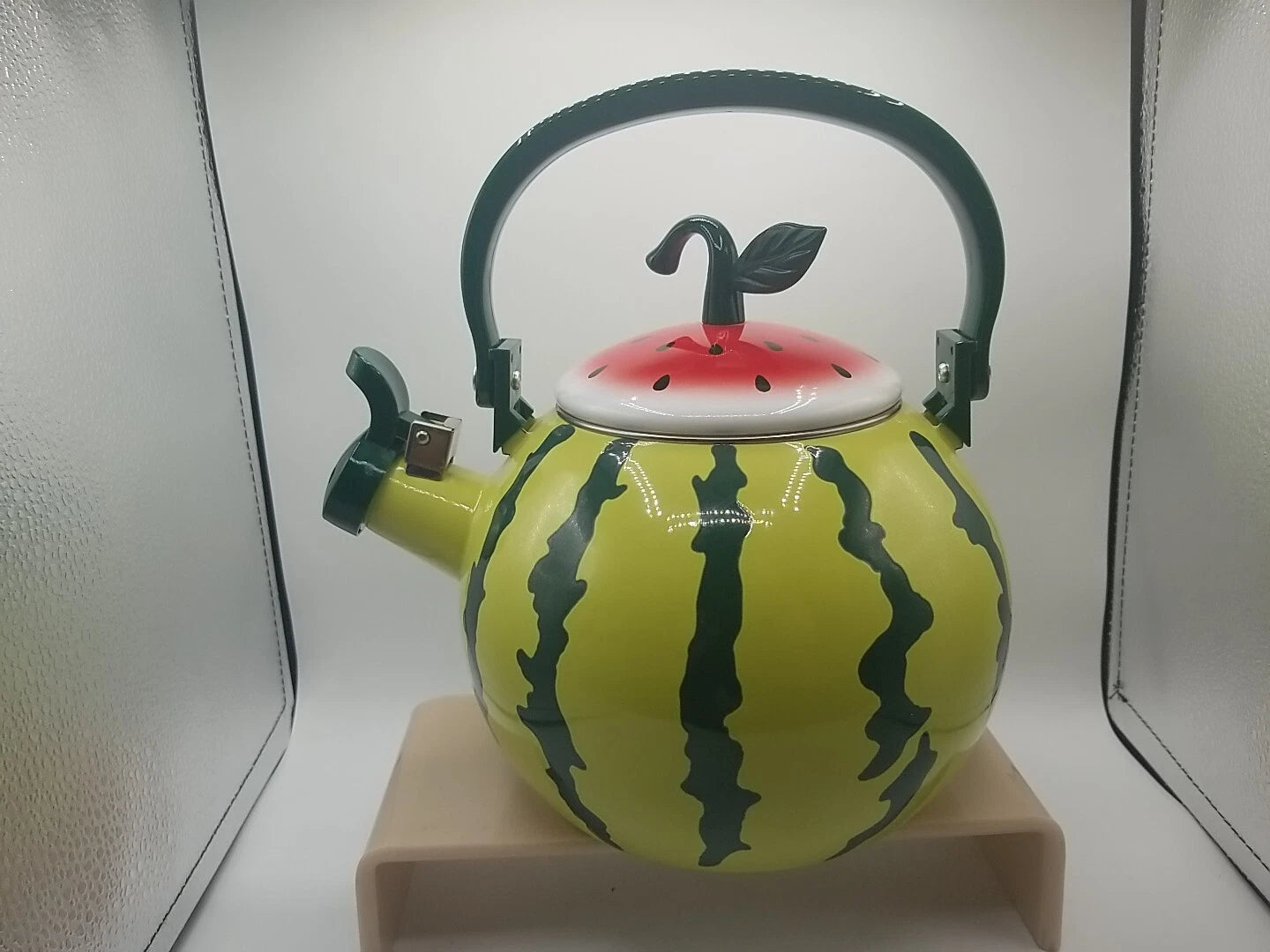 Watermelon Enameled 1.6 Quart Enamel-on-Steel Whistling Tea Kettle Teapot